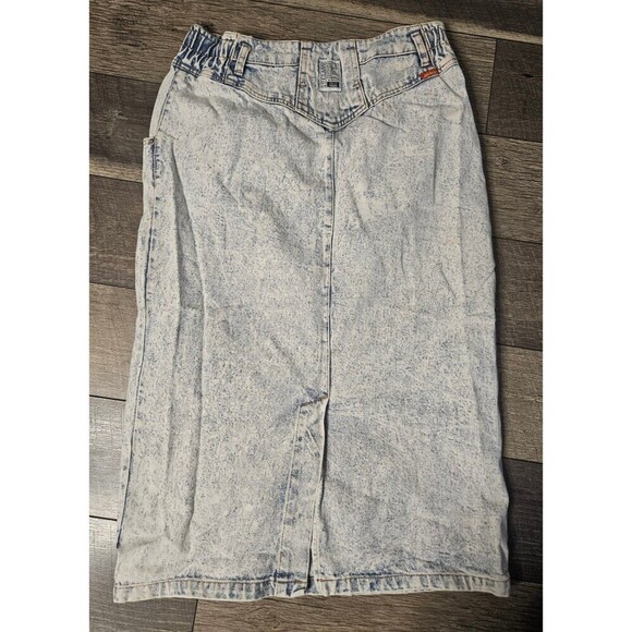 Jordache Vintage 1980s Acid WashLong Jean Denim Skirt Size 14 - Picture 5 of 10
